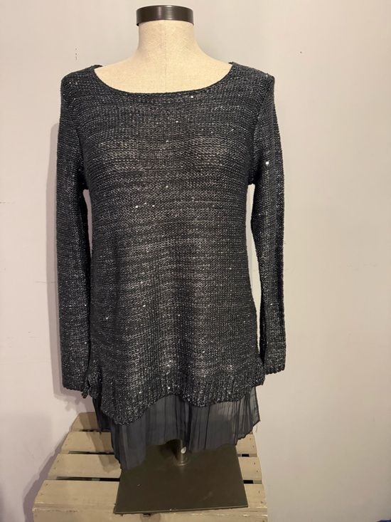 Jaclyn Smith Sweaters - Jaclyn Smith Black Sweater with Sheer Hem